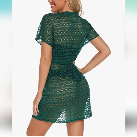 EISHOPEER Women's Bathing Suit Cover Ups 2023 taupe L NWT GREEN LACE - Picture 5 of 16